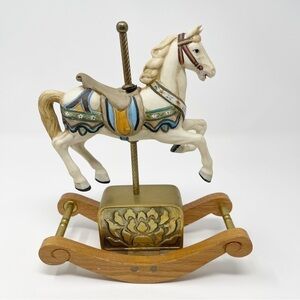Vintage Willits Melodies Rocking Ceramic Horse Music Box Carousel 1987
